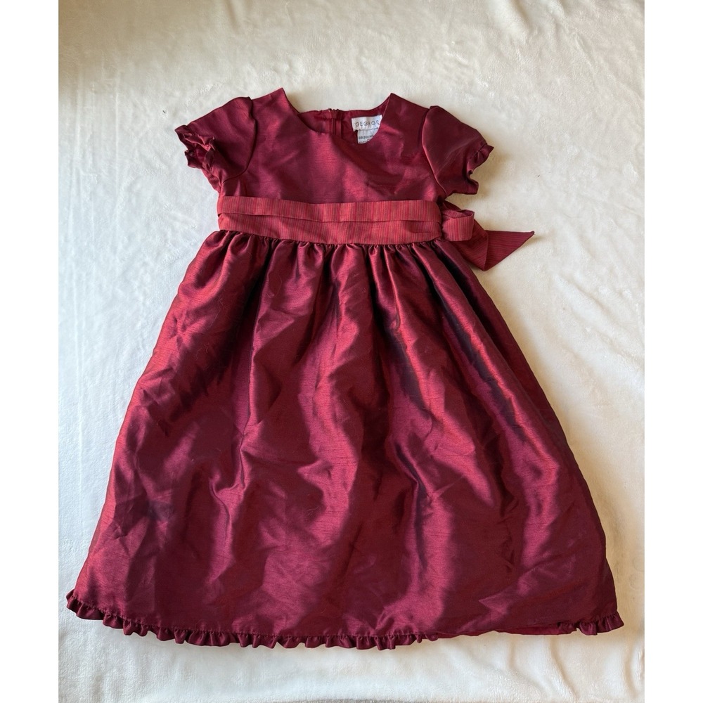 George Cherry Red Formal Girls Sz 6X‎ Party Tie Princess Christmas Formal Dress